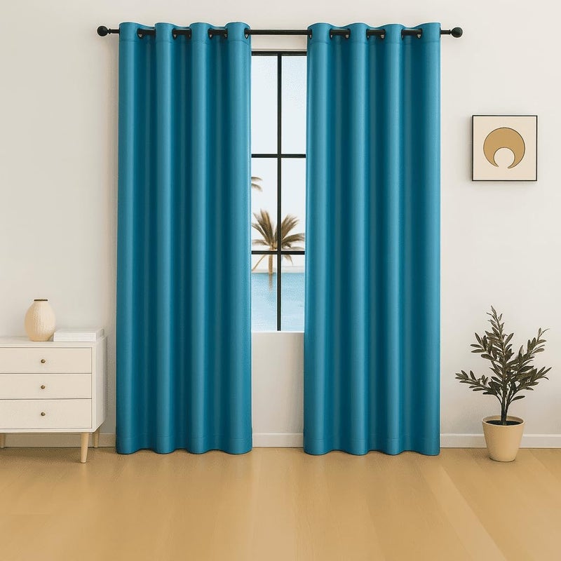 AMALI Elegant Blackout Curtains 2 Panel Set,16 Grommets, Size (L 274 x W 132) cm) for Living Room and Bedroom Shiny Polyester Fabric - Image 1