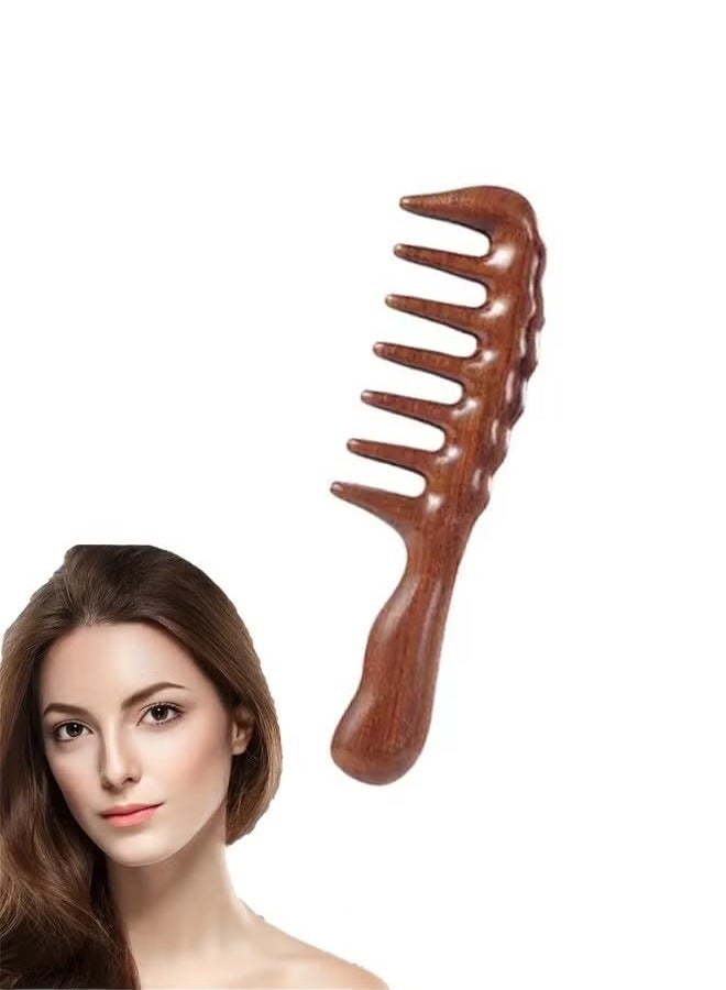 Wooden Comb Hair Combs for Women, Wide Tooth Sandalwood Comb Natural Hair Brush, Hair Detangler Deep Scalp Massager For All Hair Types - Image 1
