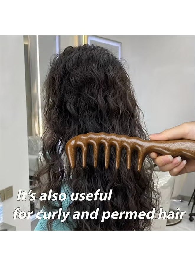Wooden Comb Hair Combs for Women, Wide Tooth Sandalwood Comb Natural Hair Brush, Hair Detangler Deep Scalp Massager For All Hair Types - Image 2