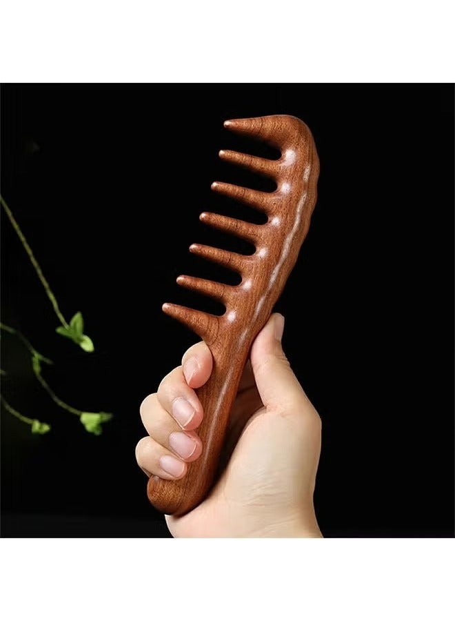 Wooden Comb Hair Combs for Women, Wide Tooth Sandalwood Comb Natural Hair Brush, Hair Detangler Deep Scalp Massager For All Hair Types - Image 4