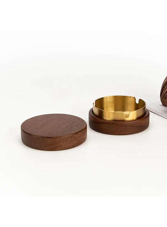 مطفأة سجائر خشبية أنيقة بغطاء من الفولاذ المقاوم للصدأ الفضي - تصميم حديث بسيط ومتين - Image 4