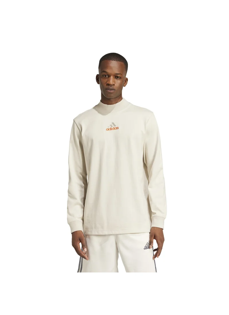 اديداس adidas LS MOCK NECK Q1 Beige Originals Men T-SHIRTS