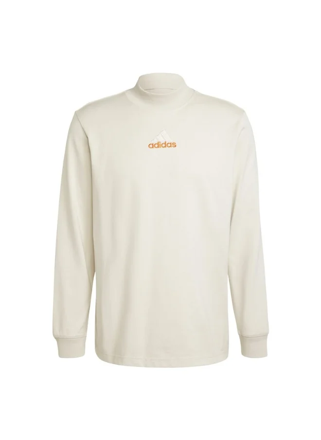 اديداس adidas LS MOCK NECK Q1 Beige Originals Men T-SHIRTS
