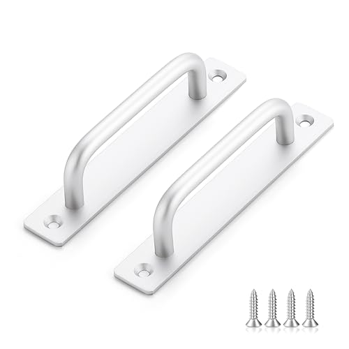 Ravinte Decor Barn Door Handles 8 Pack Silver Door Handles Sliding Cabinet Pulls 5 Hole Center Screen Cabinet Hardware Zinc Alloy Pulls - Image 1