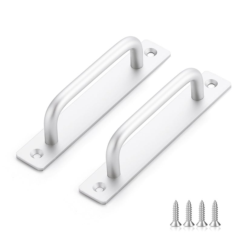 Ravinte Decor Barn Door Handles 8 Pack Silver Door Handles Sliding Cabinet Pulls 5 Hole Center Screen Cabinet Hardware Zinc Alloy Pulls - Image 2