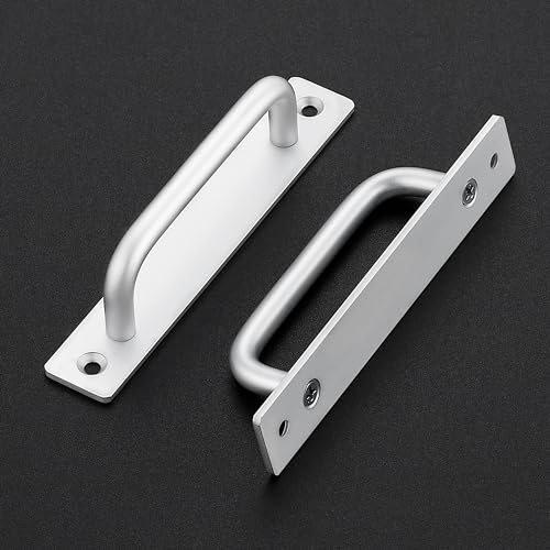 Ravinte Decor Barn Door Handles 8 Pack Silver Door Handles Sliding Cabinet Pulls 5 Hole Center Screen Cabinet Hardware Zinc Alloy Pulls - Image 3