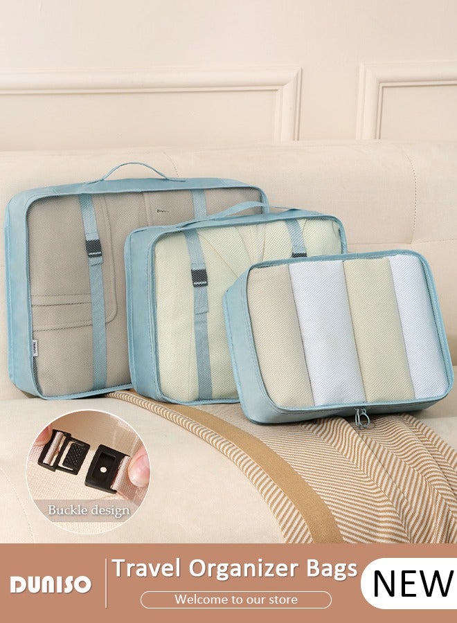 DUNISO 3 Piece Travel Organizer Bags for Luggage, Waterproof and Durable Travel Bags,  Packing Cubes for Travel,  Compression Cubes for Suitcases, Travel Bags  for Clothes, Toiletries, Clothing, Underwear - Image 1