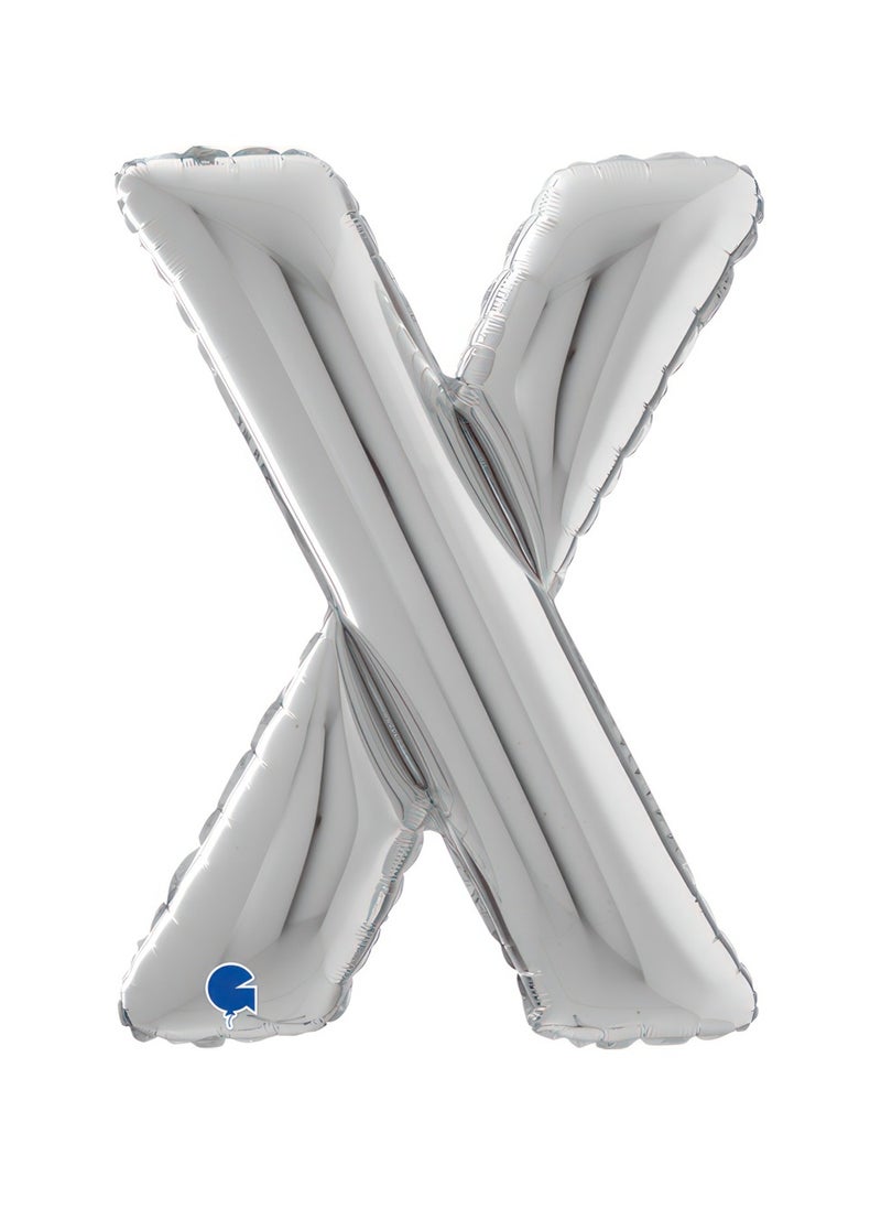 GRABO 26" Foil Balloon Letter X Silver  - Image 1