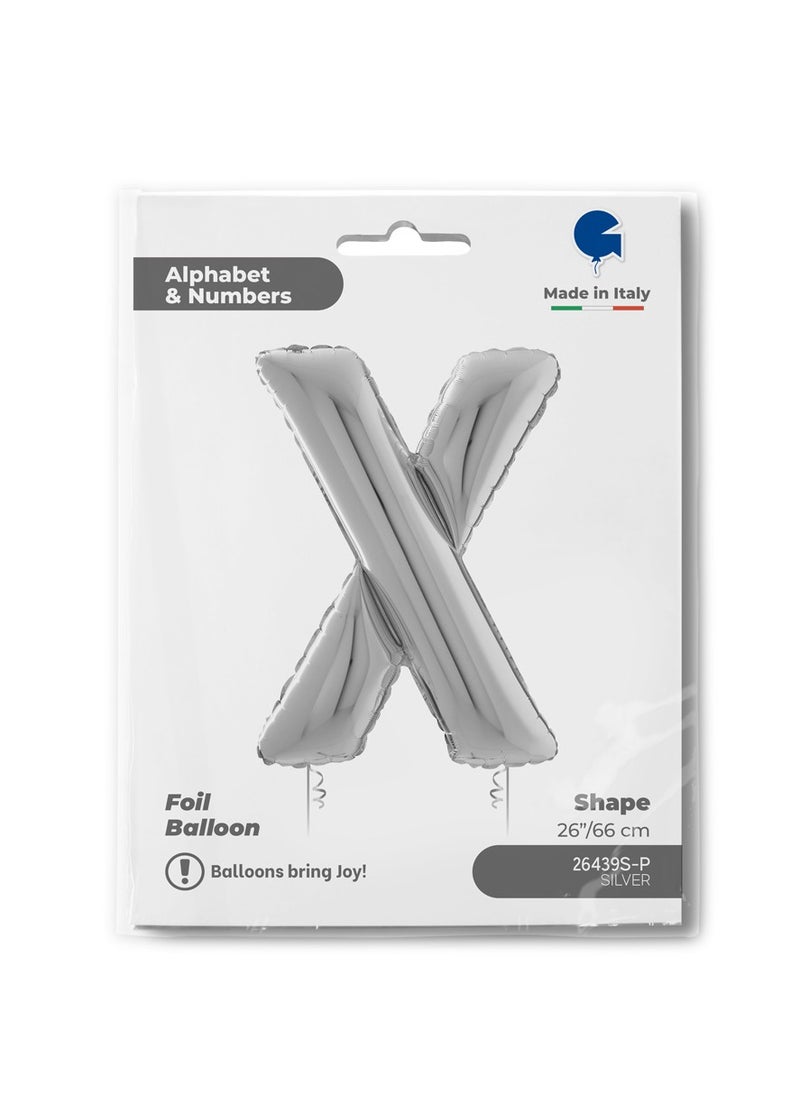 GRABO 26" Foil Balloon Letter X Silver  - Image 2