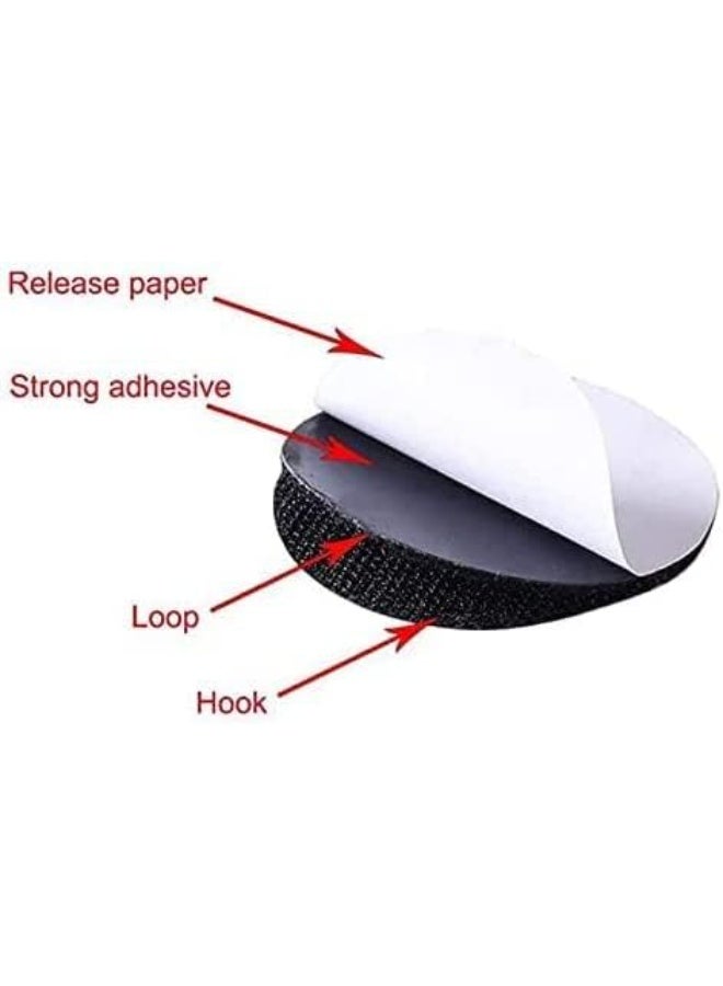 20PCS Hook Loop Dots - Double Sided Sticky Back - Rug Carpet Gripper Pad Wall Mounting Coins for Home Office Car Phone Mount - Round 2inch (Black) - Image 2
