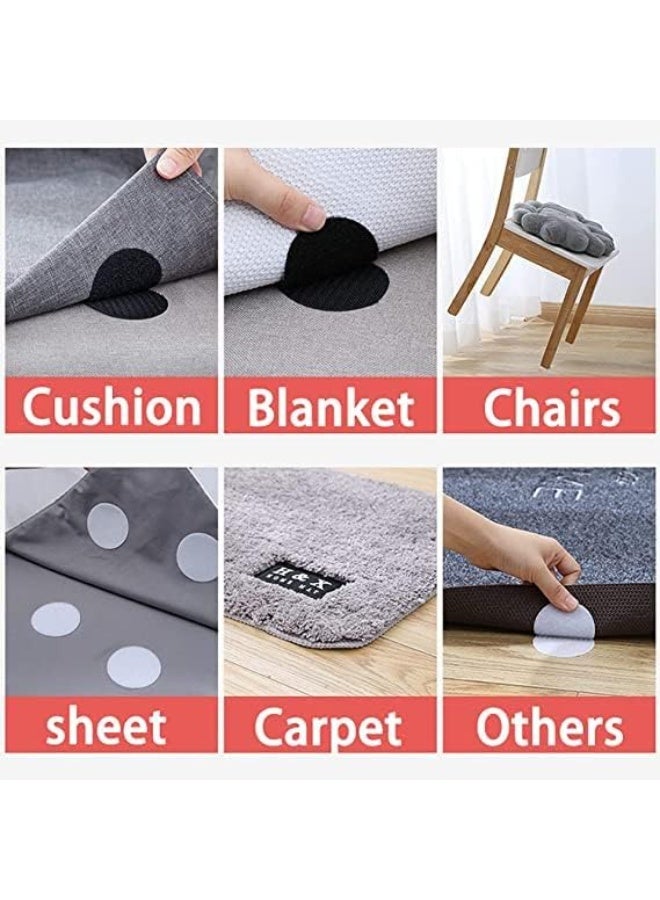 20PCS Hook Loop Dots - Double Sided Sticky Back - Rug Carpet Gripper Pad Wall Mounting Coins for Home Office Car Phone Mount - Round 2inch (Black) - Image 4