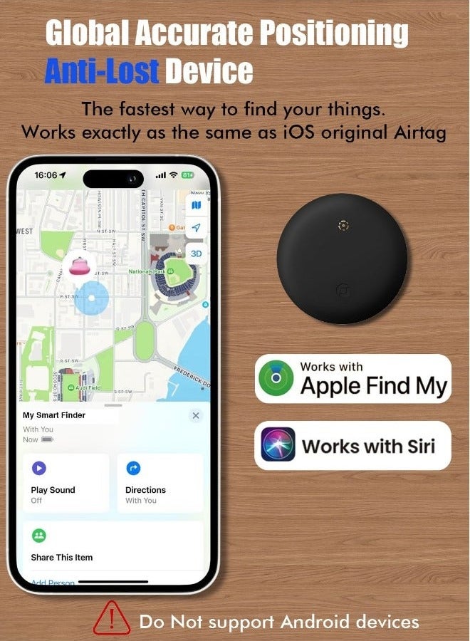 Beauenty Smart Tracker Item Finder for Apple Find My (iOS Only), Super MINI Size Key Finder Item Locator for Luggage,Wallet,Bicycle and More, IPX6 Waterproof Works Like Apple Airtag(Black-1 Pack) - Image 2