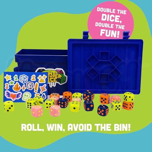 Kidology Dumpster Dice Board Game – Fast-Paced Family Game for 2–4 Players | Fast Dice-Rolling Game with 80 Colourful Rolling Cubes & Graffiti Stickers | Fun for Kids & Adults - Image 5