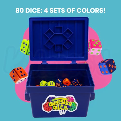 Kidology Dumpster Dice Board Game – Fast-Paced Family Game for 2–4 Players | Fast Dice-Rolling Game with 80 Colourful Rolling Cubes & Graffiti Stickers | Fun for Kids & Adults - Image 2