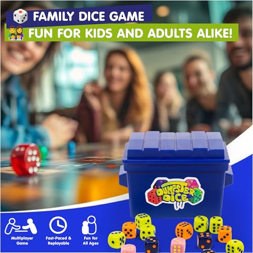 Kidology Dumpster Dice Board Game – Fast-Paced Family Game for 2–4 Players | Fast Dice-Rolling Game with 80 Colourful Rolling Cubes & Graffiti Stickers | Fun for Kids & Adults - Image 3