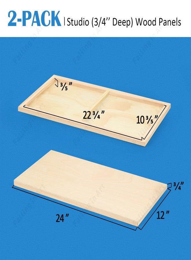 Falling in Art Unfinished Birch Wood Panels Kit for Painting, Wooden Canvas 2 Pack of 12x24’’ Studio 3/4’’ Deep, Cradle Boards for Pouring, Art, Crafts, Burning and More - Image 2