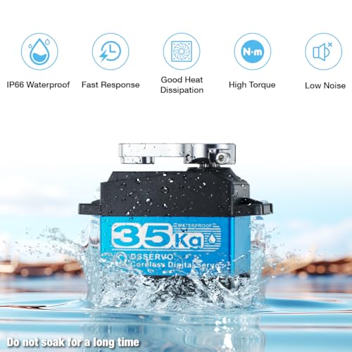 Hosyond موتور سيرفو رقمي عالي العزم 35 كجم من هوسيوند DS3235 مع جميع التروس المعدنية ومحرك بدون قلب ومقاوم للماء لروبوتات التحكم عن بعد والسيارات والشاحنات (زاوية التحكم 270°) - Image 2