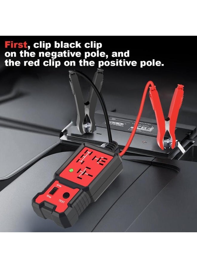 Car Automotive Circuit Tester, Car Relay Tester, Portable Battery Diagnostic Checker Tool, Professional Car Voltage Tester, Vehicle Diagnostic Tool, OBD Scanner, Red, with LED Indicator - Image 2