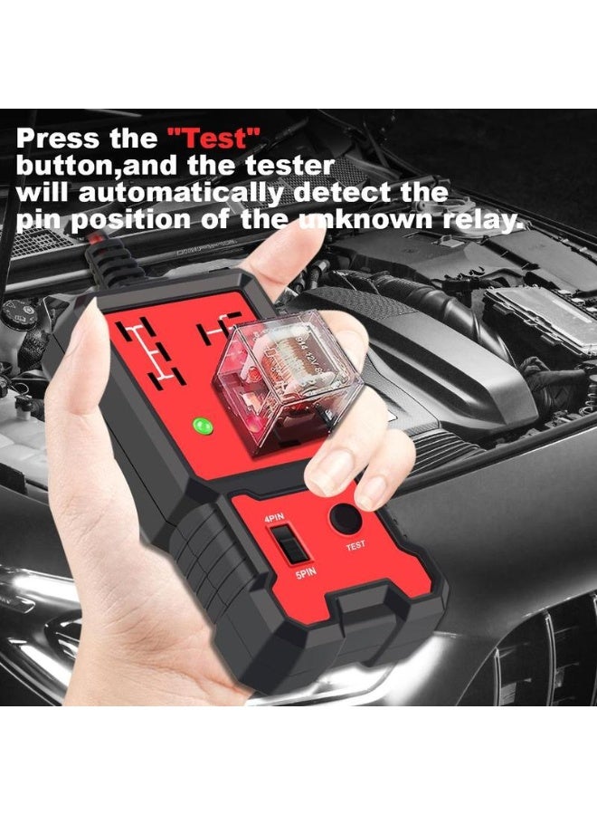 Car Automotive Circuit Tester, Car Relay Tester, Portable Battery Diagnostic Checker Tool, Professional Car Voltage Tester, Vehicle Diagnostic Tool, OBD Scanner, Red, with LED Indicator - Image 3