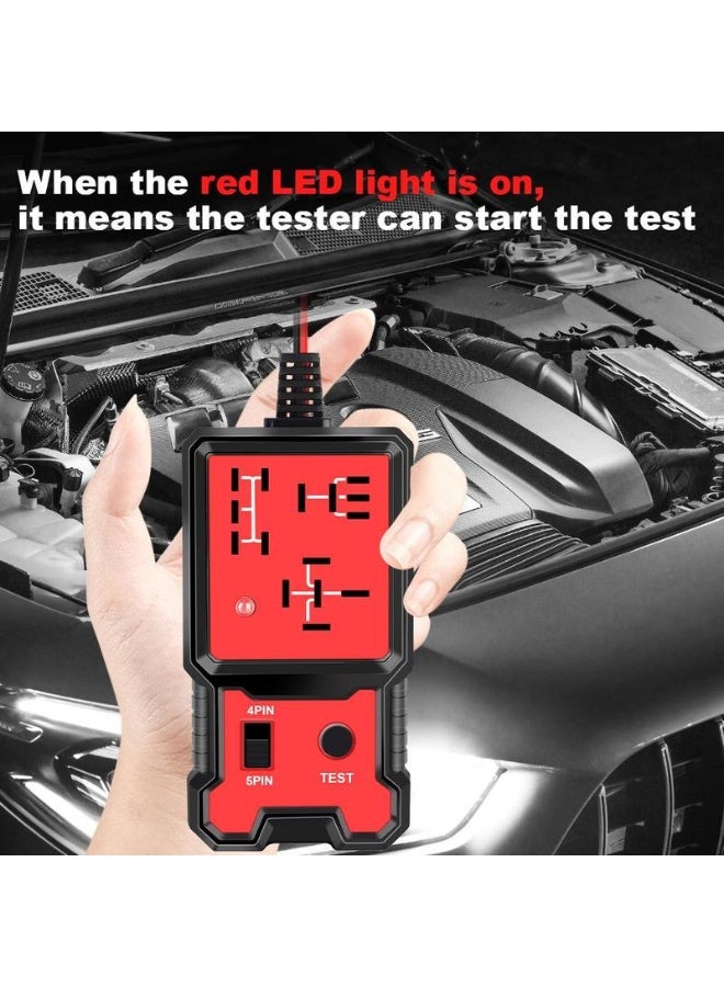 Car Automotive Circuit Tester, Car Relay Tester, Portable Battery Diagnostic Checker Tool, Professional Car Voltage Tester, Vehicle Diagnostic Tool, OBD Scanner, Red, with LED Indicator - Image 4