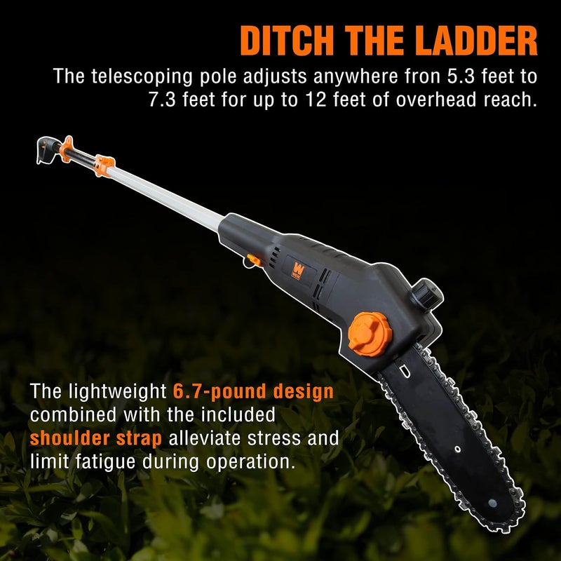 Wen 4019 6-Amp 8-Inch Electric Telescoping Pole Saw, Corded electric - Black&orange - Image 3
