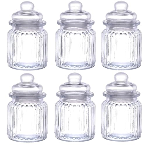 WRINGO 350ML Pop Glass Jar and Container With Airtight Silicone Seal Lid, Glass Jars For Kitchen Storage, Food Storage Containers For Spices, Dry Foods, Honey, Aachar (350ML - POP Jars, Set of 6) - Image 1