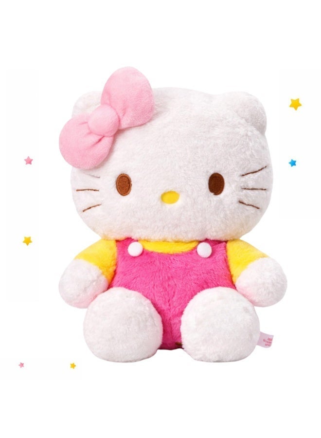 ARABIQO Cute Cat Plush Doll 30cm – Soft Pink Overalls Stuffed Toy, Kawaii Cartoon Plushie for Kids, Girls & Adults, Gift Idea & Room Decor - Image 1