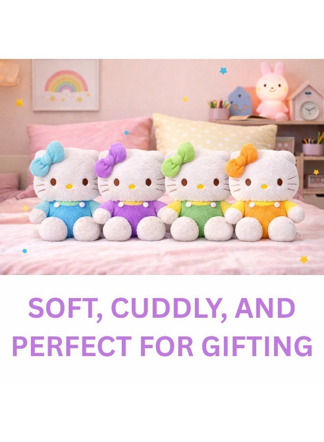 ARABIQO Cute Cat Plush Doll 30cm – Soft Pink Overalls Stuffed Toy, Kawaii Cartoon Plushie for Kids, Girls & Adults, Gift Idea & Room Decor - Image 4