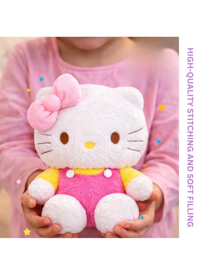 ARABIQO Cute Cat Plush Doll 30cm – Soft Pink Overalls Stuffed Toy, Kawaii Cartoon Plushie for Kids, Girls & Adults, Gift Idea & Room Decor - Image 3