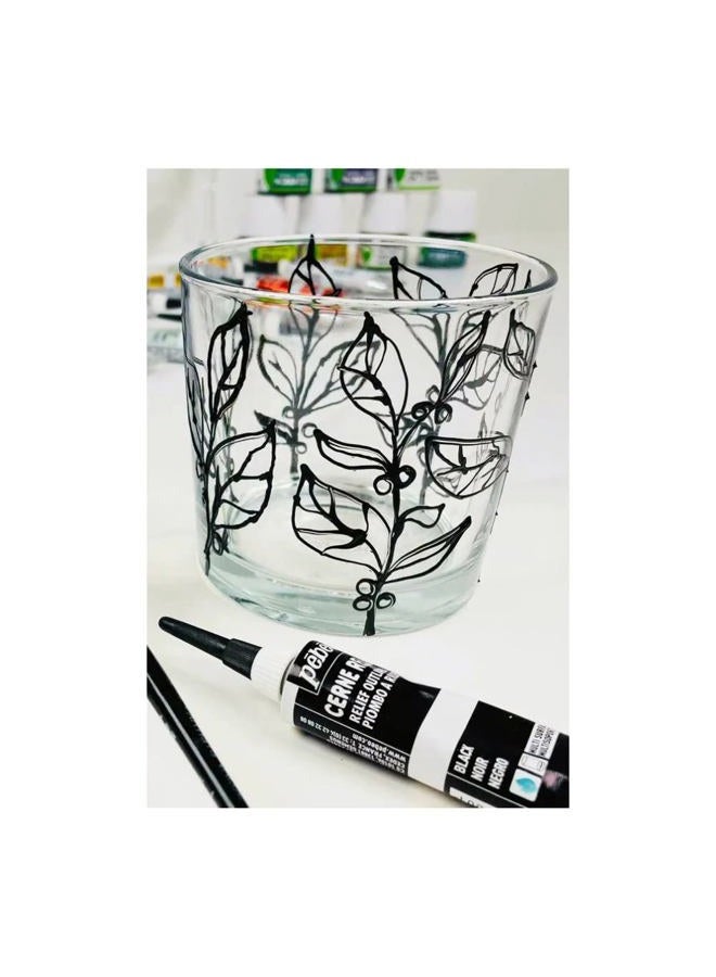 Pebeo Vitrail, Cerne Relief Dimensional Paint, 20 ml Tube with Nozzle - Black - Image 2