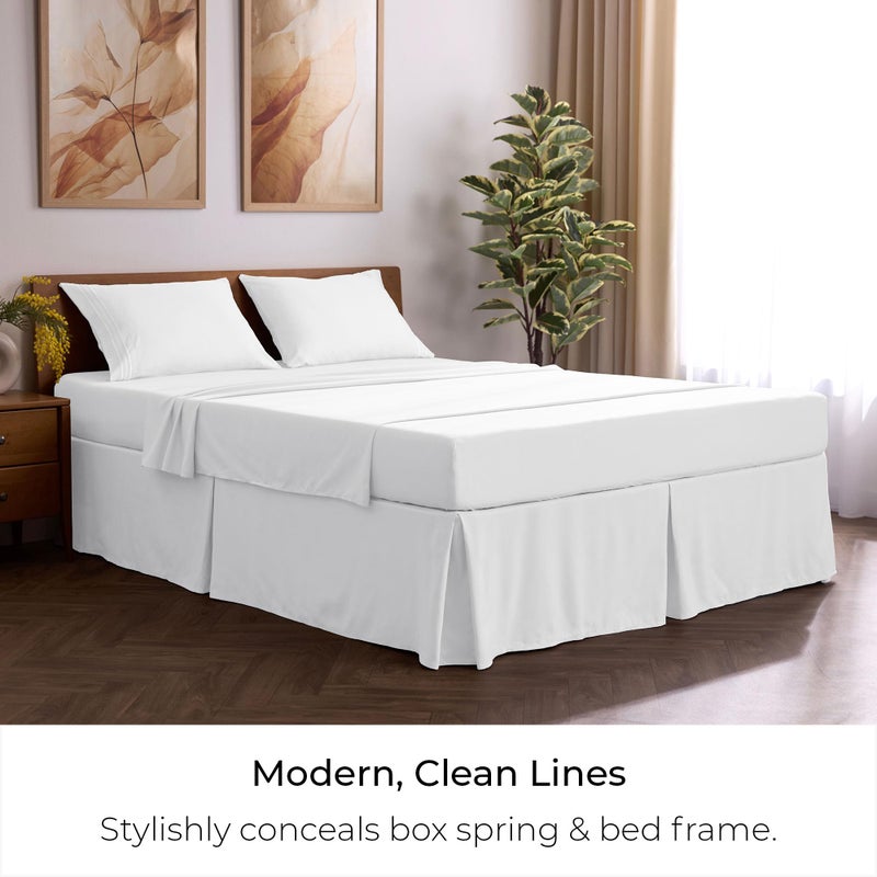 Mellanni Bed Skirt King Size - Bed Skirting - 15-Inch Tailored Drop Pleated Dust Ruffle - Hotel Luxury Bedding - Wrinkle, Fade, Stain Resistant - 1 Bedskirt (King, White) - Image 5