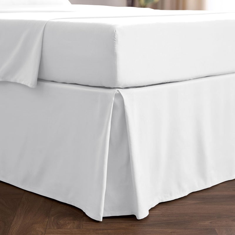 Mellanni Bed Skirt King Size - Bed Skirting - 15-Inch Tailored Drop Pleated Dust Ruffle - Hotel Luxury Bedding - Wrinkle, Fade, Stain Resistant - 1 Bedskirt (King, White) - Image 1