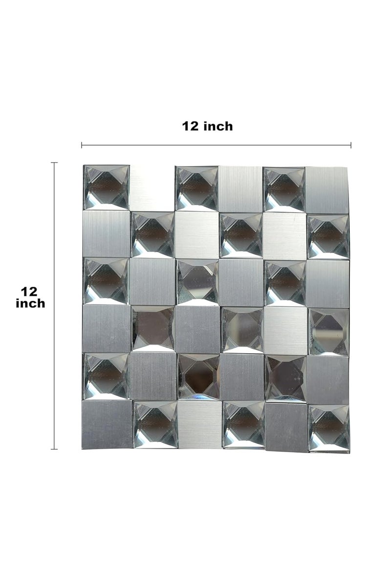 CONSILA SelfAdhesive Glass Mirror Mosaic Tiles Sticker Mirror Glass Tiles 3D Stickers for Bathroom Peel Stick Back splash Tiles Mirror Tiles for Wall Kitchen Bathroom 1 pc 30 x 30 Tile Checked - Image 2