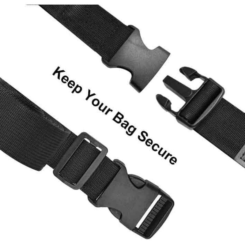 حزام حقيبة Add-A-Bag ثلاثي الحزم قابل للتعديل، مشبك أكياس سفر متين عالية القوة، حزام خافي بليّات نايلون عريض 1.5 بوصة، لربط حقائب السفر معًا، أسود - Image 4