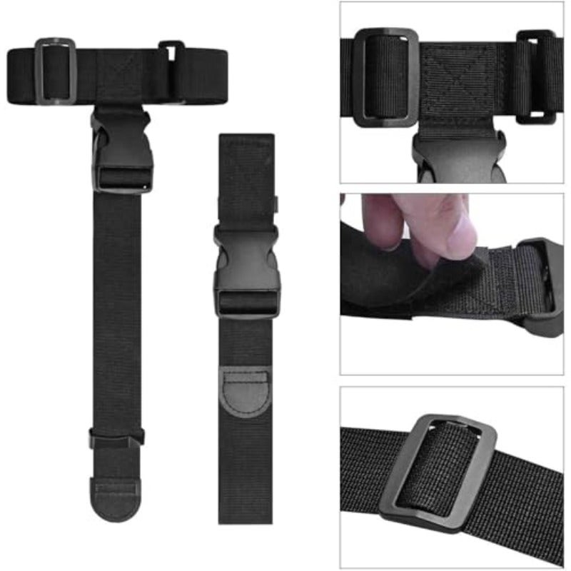 حزام حقيبة Add-A-Bag ثلاثي الحزم قابل للتعديل، مشبك أكياس سفر متين عالية القوة، حزام خافي بليّات نايلون عريض 1.5 بوصة، لربط حقائب السفر معًا، أسود - Image 5
