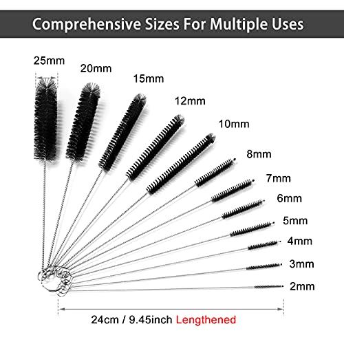 Kiemeu 9.5 Inches Long Straw Cleaner Brush Set, 12 Pack Straw Pipe Cleaner Brush Set, Small Brushes for Cleaning Small Parts - Image 3