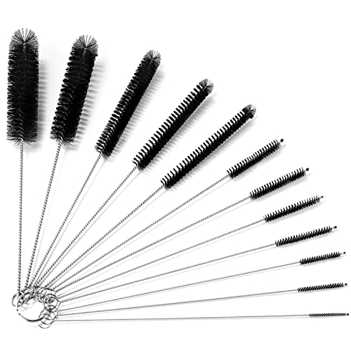 Kiemeu 9.5 Inches Long Straw Cleaner Brush Set, 12 Pack Straw Pipe Cleaner Brush Set, Small Brushes for Cleaning Small Parts - Image 1