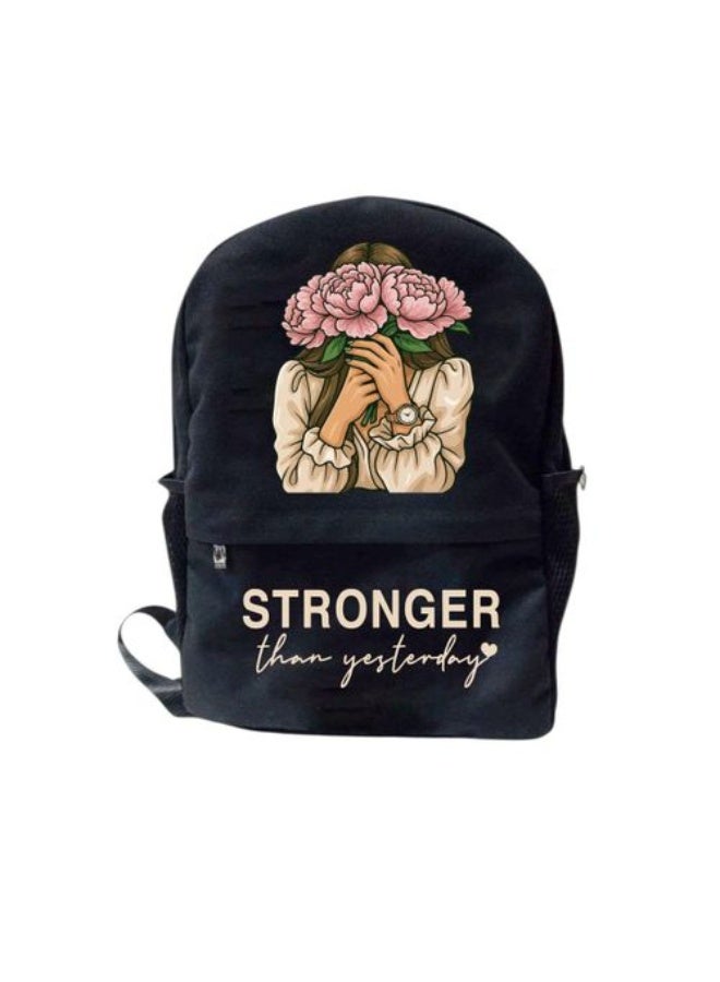 وى برنت يور جيفت  حقيبة ظهر، حقيبة مدرسية، كبيرة الحجم، لحمل اللابتوب، بمقاس 30 × 40 سم، مزوّدة بجيبَين، هدية لها، بتصميم مخصص، أقوى من أمس - Image 1