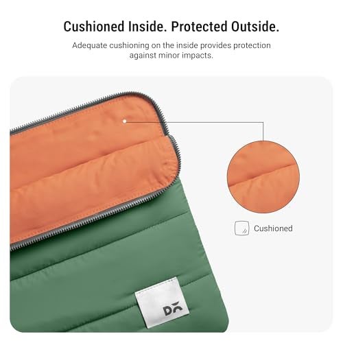 DailyObjects Medium Stria Portable Laptop Sleeve |Durable Polyester |Compatible with Laptop/MacBook Air/Pro Upto 14 Inch |Lightweight Water Resistant Fabric |Padded Compartment with Zip Closure- Green - Image 4