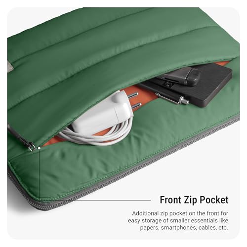 DailyObjects Medium Stria Portable Laptop Sleeve |Durable Polyester |Compatible with Laptop/MacBook Air/Pro Upto 14 Inch |Lightweight Water Resistant Fabric |Padded Compartment with Zip Closure- Green - Image 5