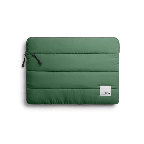 DailyObjects Medium Stria Portable Laptop Sleeve |Durable Polyester |Compatible with Laptop/MacBook Air/Pro Upto 14 Inch |Lightweight Water Resistant Fabric |Padded Compartment with Zip Closure- Green - Image 1