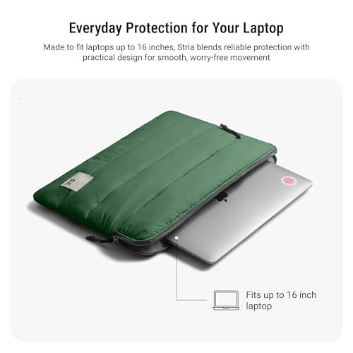 DailyObjects Medium Stria Portable Laptop Sleeve |Durable Polyester |Compatible with Laptop/MacBook Air/Pro Upto 14 Inch |Lightweight Water Resistant Fabric |Padded Compartment with Zip Closure- Green - Image 2