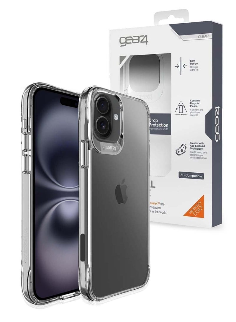 Gear4 Apple iPhone 16 Plus 2024 Gear4 Premium Protection Series Crystal Palace D3O Crystalex Drop Protection Completely Transparent Ultra Hybrid Case Cover - Clear - Image 1