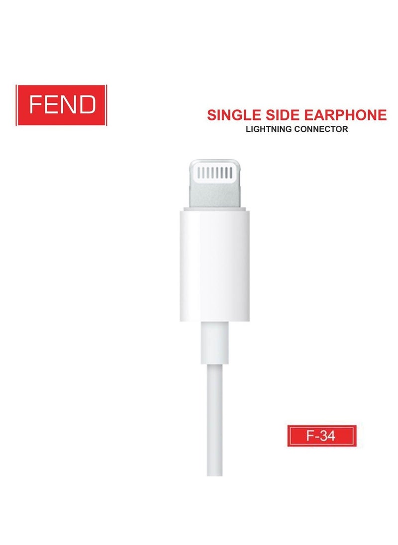 FEND - Fend F34 Single Side Lightning Earpods With High Quality Sound HD Clear Microphone and Inline Remote Designed For iPhones - Image 1