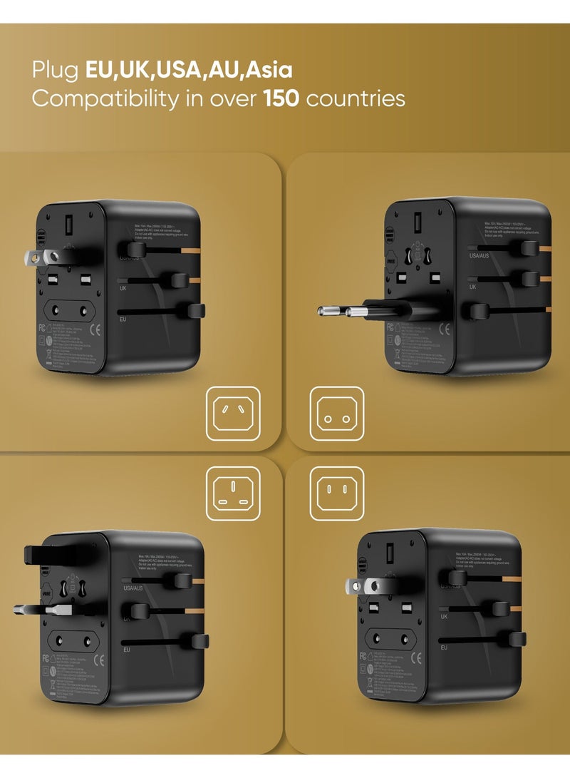 MYX TravelX 35W Gold Edition International Travel Adapter | 5 Port + AC | Universal Plug (EU, UK, USA, AU, Asia) - Image 2