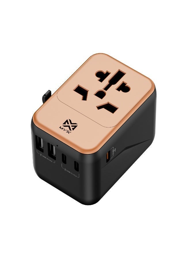 MYX TravelX 35W Gold Edition International Travel Adapter | 5 Port + AC | Universal Plug (EU, UK, USA, AU, Asia) - Image 5