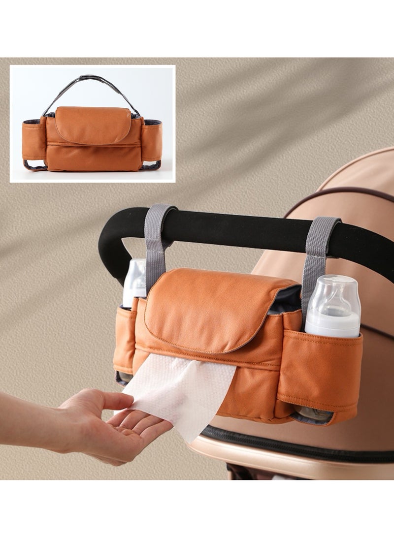 حقيبة عربة أطفال برتقالية اللون بسعة كبيرة حقيبة تخزين عربة الأطفال حقيبة تخزين عربة الأطفال - Image 1