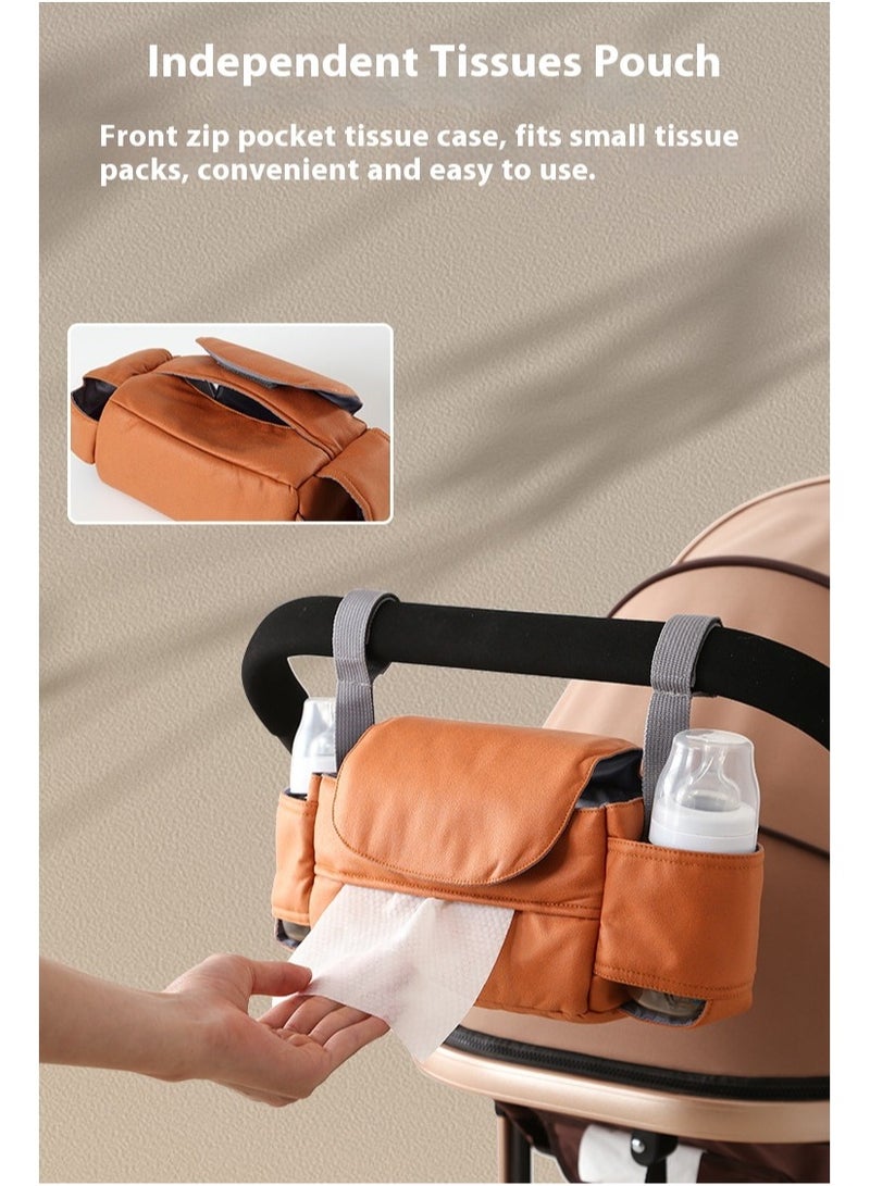 حقيبة عربة أطفال برتقالية اللون بسعة كبيرة حقيبة تخزين عربة الأطفال حقيبة تخزين عربة الأطفال - Image 5