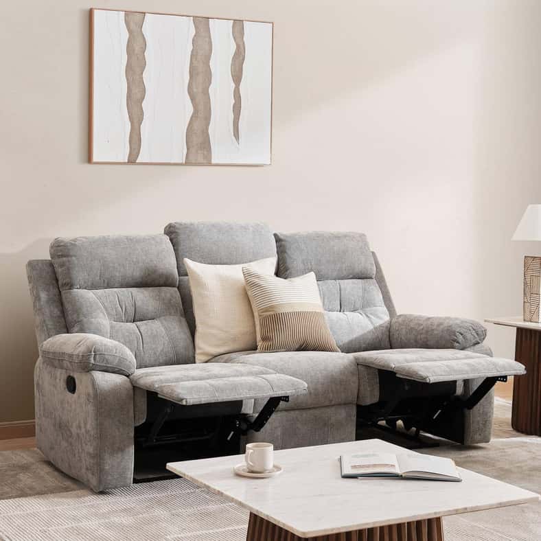 Pan Home CALTOM 3 SEATER RECLINER SOFA - GREY - Image 2