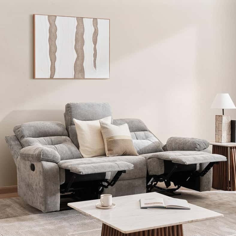 Pan Home CALTOM 3 SEATER RECLINER SOFA - GREY - Image 3